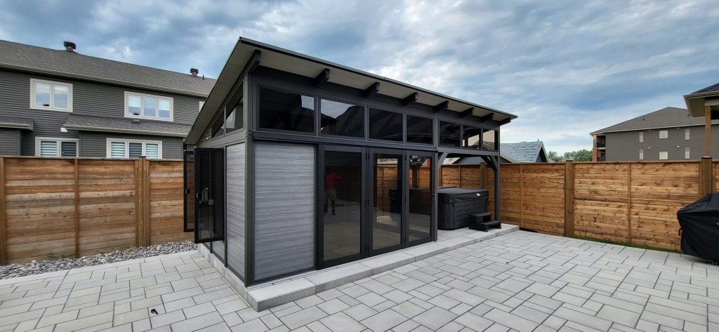 Grey Solarium With Glass Windows