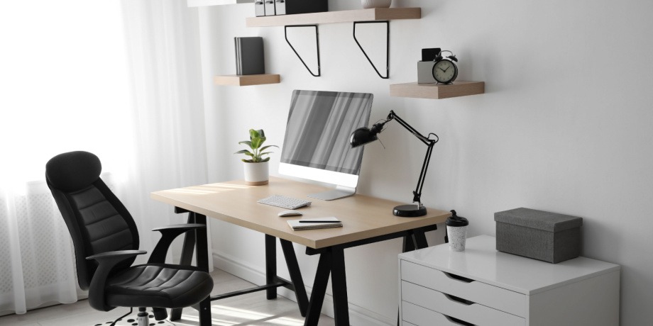 Home Office Equipped With All of the Work Essentials