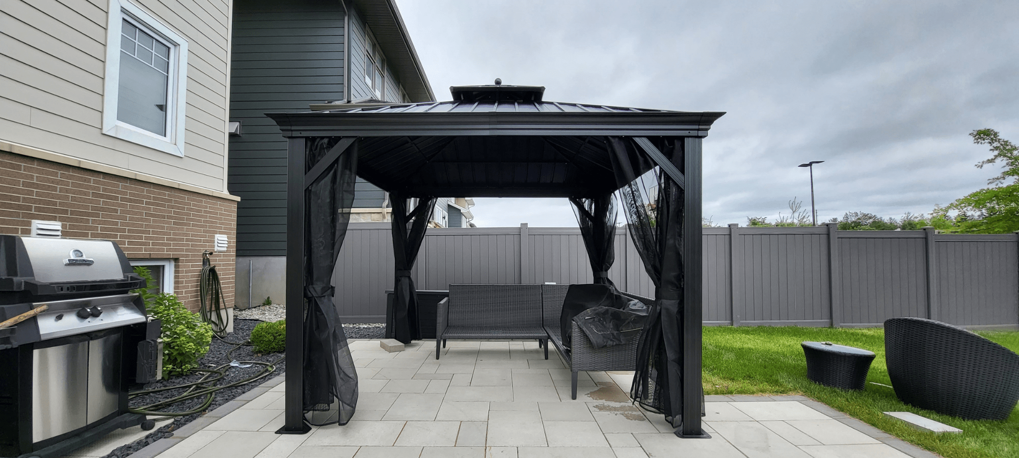 Black Gazebo in Ottawa Backyard