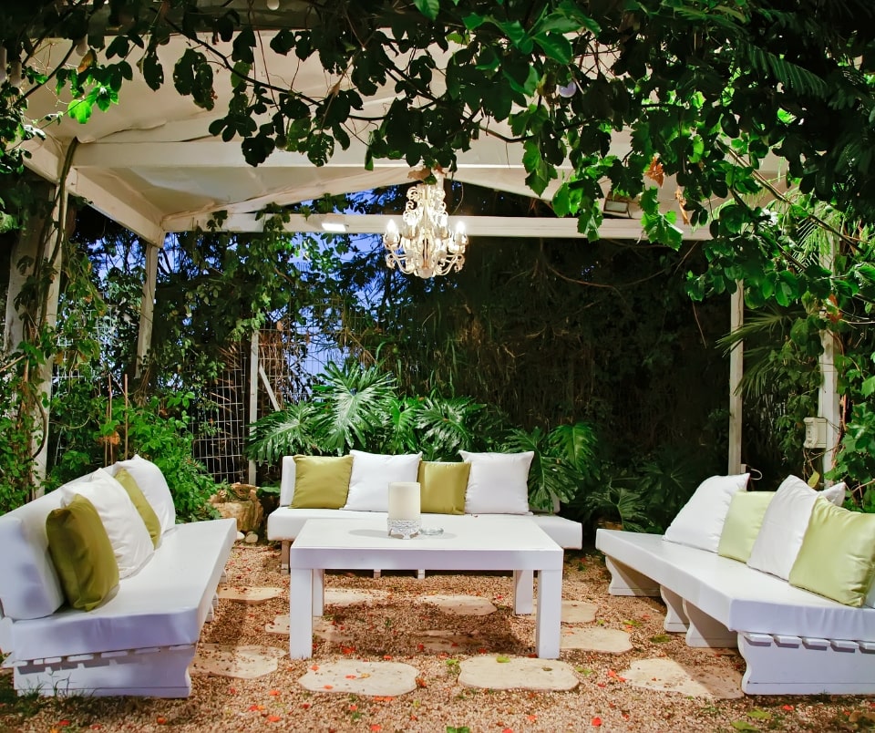 backyard pavilion lounging area