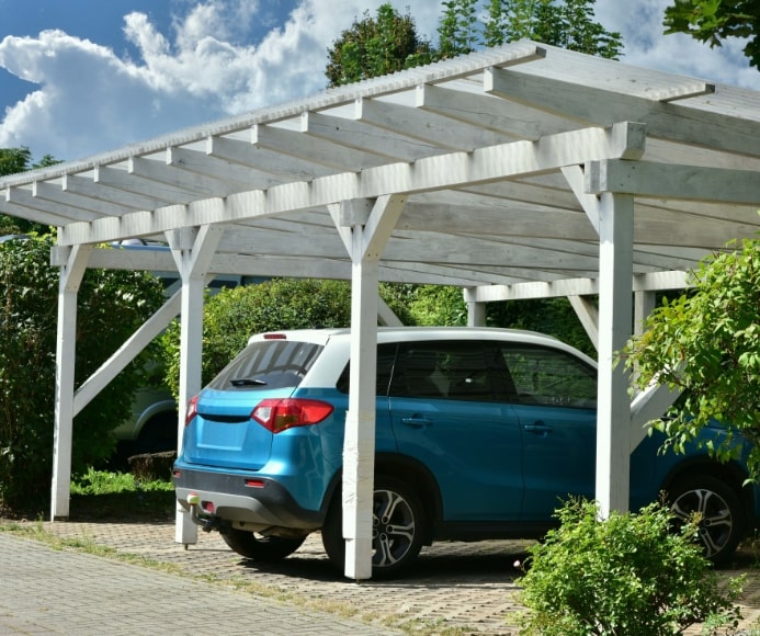white wooden carport
