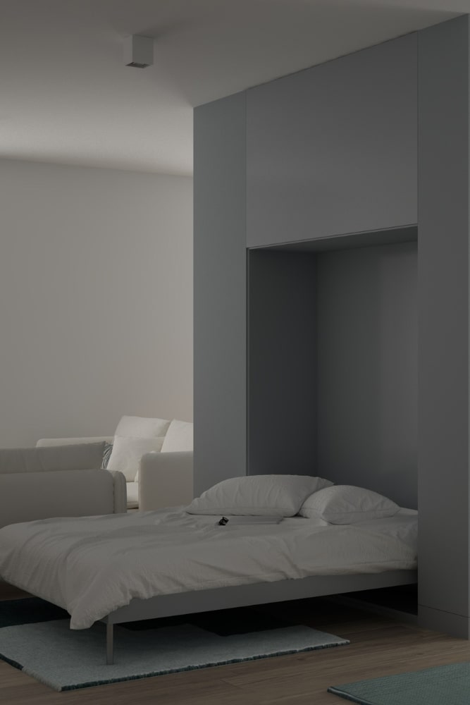 white room murphy bed