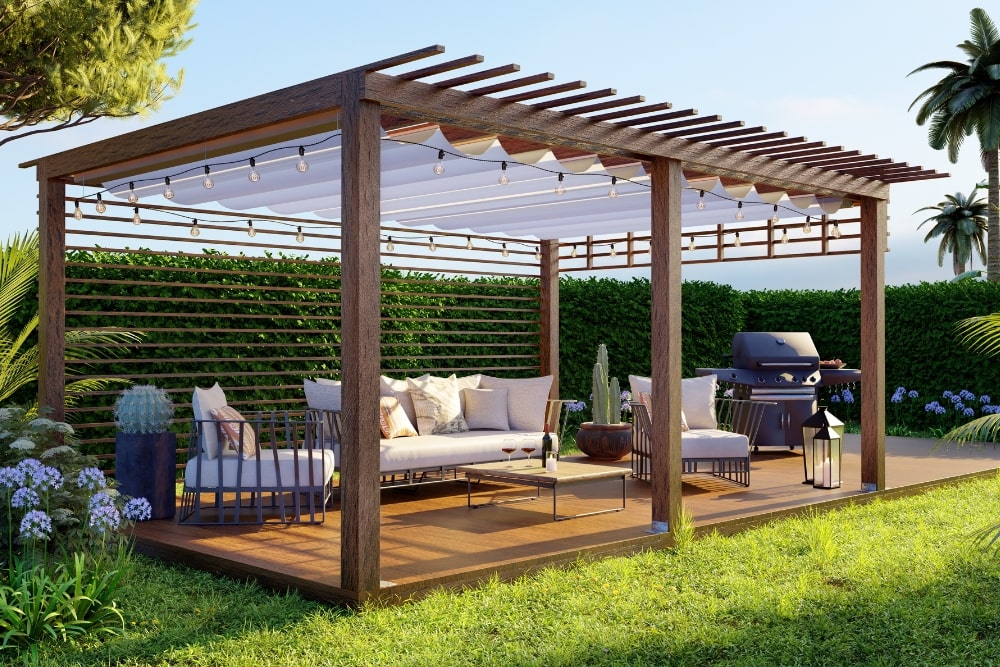 pergola in the backyard