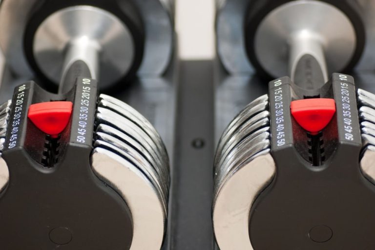 two adjustable dumbbells
